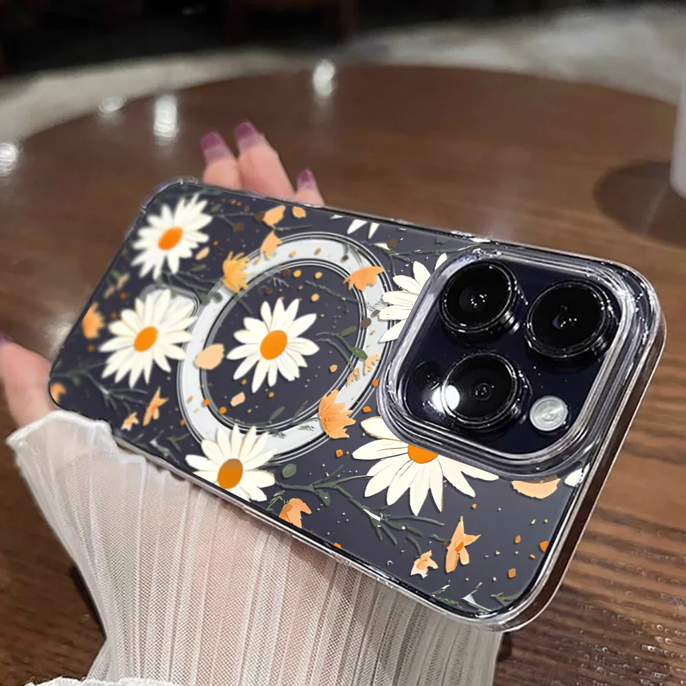 Für Samsung S26 Ultra S25 S24 S23 S22 Hülle Blumenmuster Magsafe Magnetische Hülle A57 A56 A55 A54 A36 A35 A26 A17 A16 A07 A06 Transparente Abdeckung – Detail 6