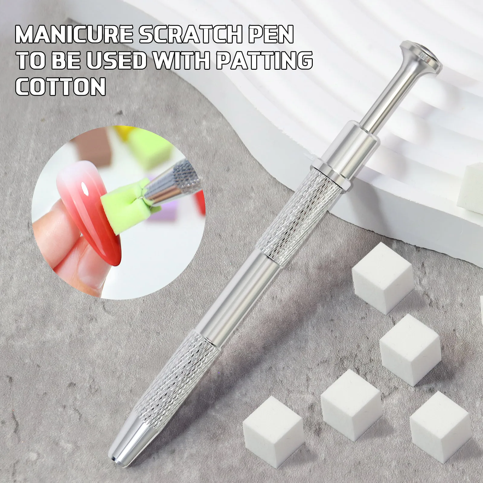 50Pcs Nail Sponges For With Silver Grabbing Pen Nail Art Color Gradient Aura Effect Designs Brush Precise Manicure Tool 2