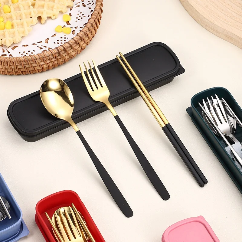 Stainless Steel Portable Cutlery Set with Box Holder