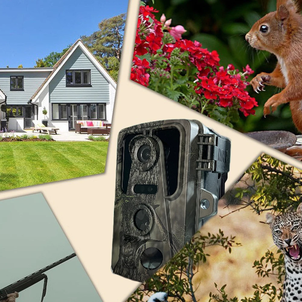 120&deg; Wide Angle Lens Trail Camera IPS Display Wildlife Camera Infrared Tracking Sensor Night Vision Waterproof 3 PIR Lens