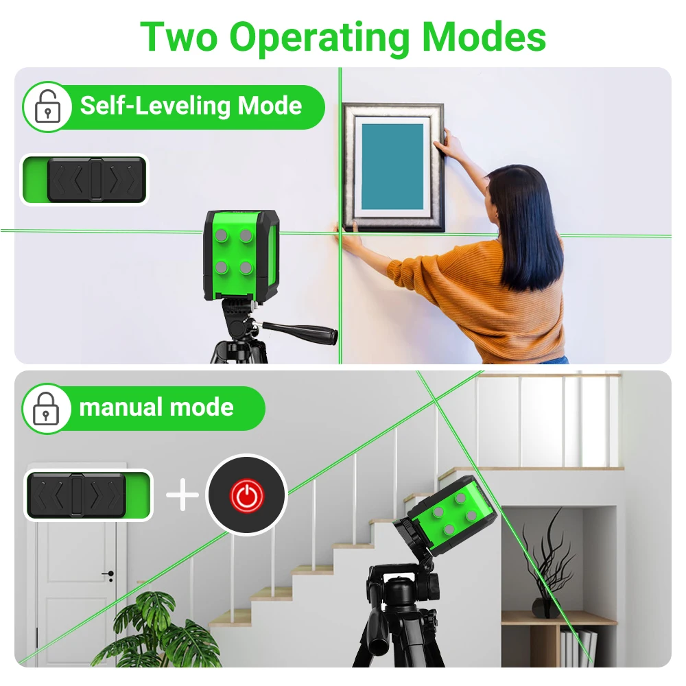 Laser Level HILDA 2 Lines Green Beam Self Levelling with Magnet Horizontal Vertical Cross Line