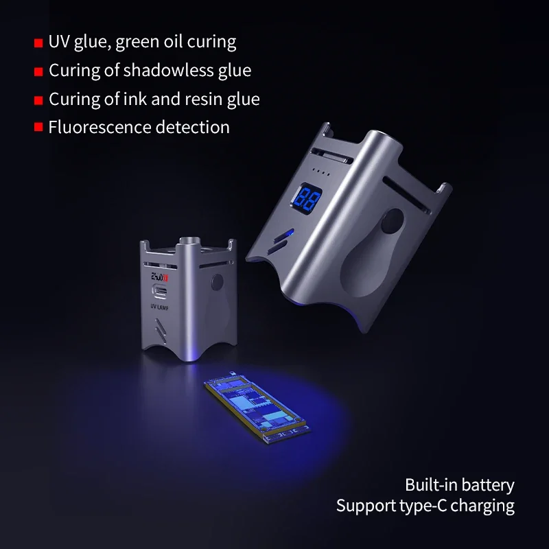 JC Aixun UV LED 라이트 램프(휴대폰용 쿨다운 팬 포함) BGA 마더보드 LCD 화면 녹색 오일 경화 도구 UV 경화 램프
