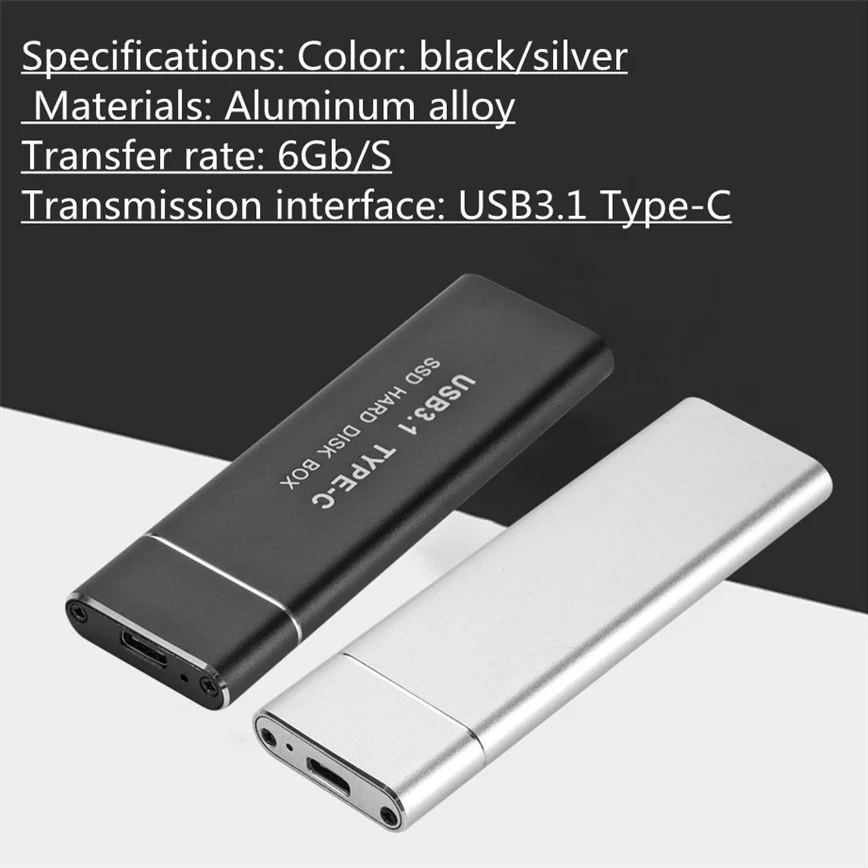 C타입 USB 3.1-M.2 NGFF SSD 모바일 하드 디스크 박스, C타입 어댑터 카드 외부 인클로저 케이스, m2 SATA SSD 2230/42/60 2280