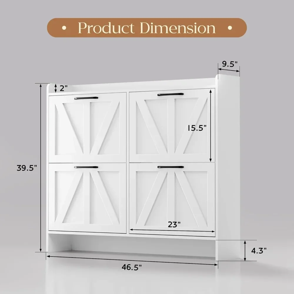 Shoe Storage Cabinet with Drawers, Freestanding Shoe Cabinet, Shoe Organizer with Wood Legs for Entryway,Living Room - Image 2