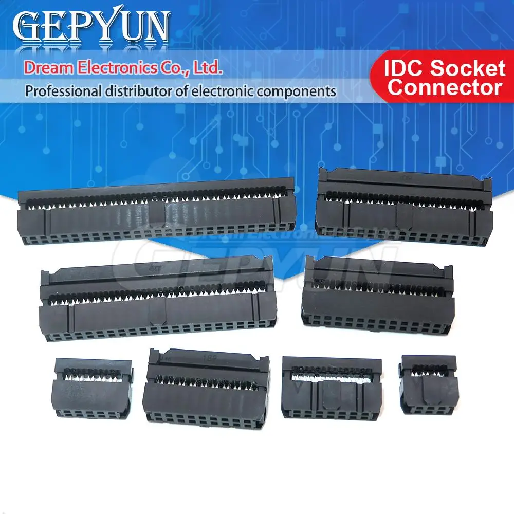 Produktbild von 10x IDC Buchsenstecker 2,54 Mm Raster – 6 Bis 40 Pin, Weiblich, Für Flachbandkabel 26/28 AWG
