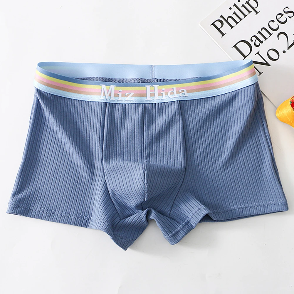 

Men Boxers Panties Sexy Thread Sweaty Underwear Bulge Pouch Boxer Striped Shorts Soft Underpants Slip Homme Solid Cuecas
