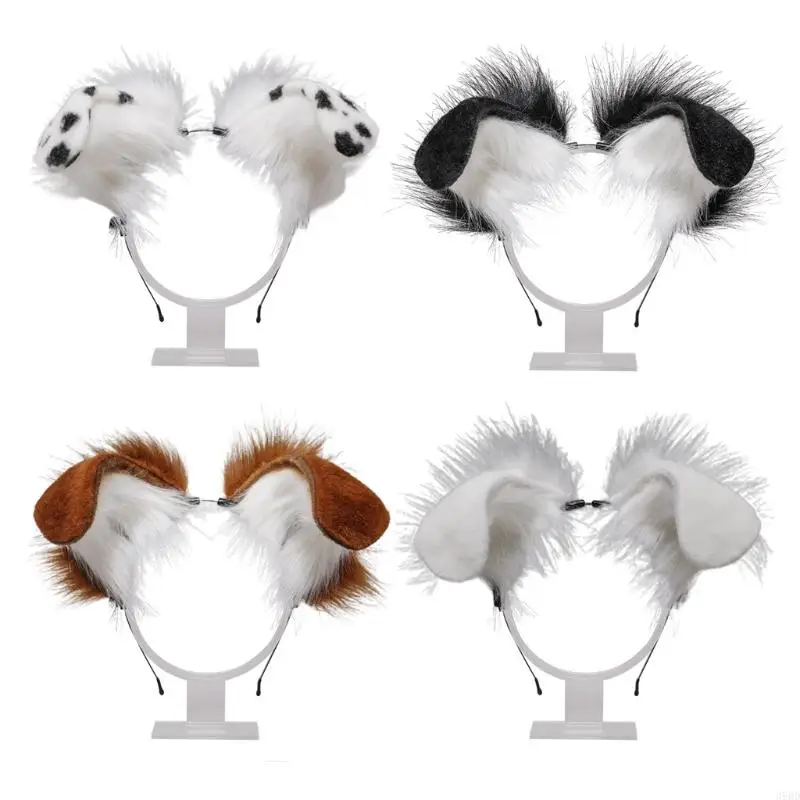 39bd Plüschhundohren Stirnbänder Pelzige Tierohren Kopfbedeckung Haar Hoop für Halloween Cosplay Headpiece Party Supplies