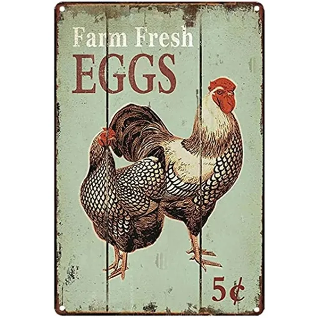 Retro Fresh Farm Eggs Tin Metal Sign Wall Decoration