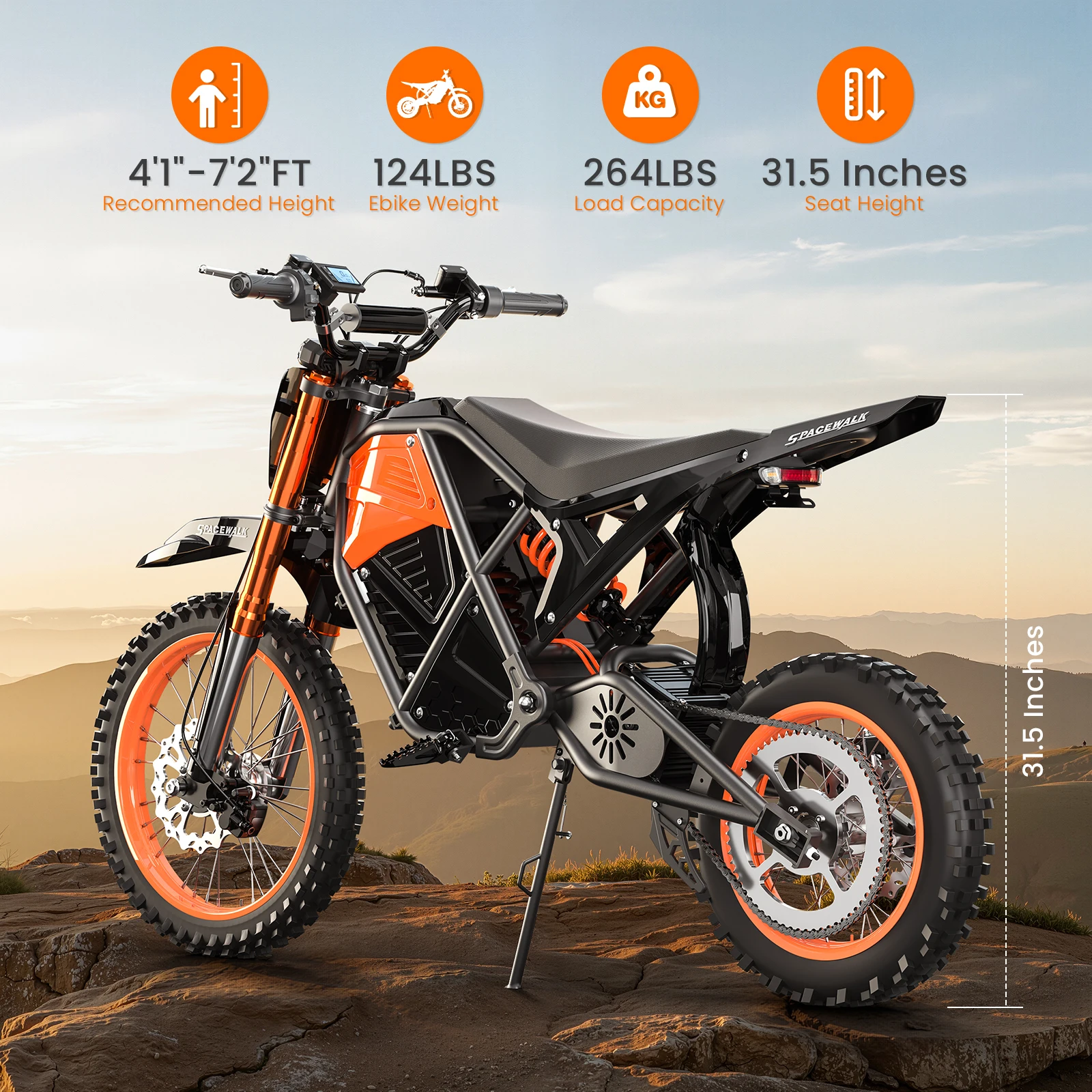 Electric Dirt Bike for Teens Adults,48V Electric bike with 3000W Peak Power Motor,Electric Motorcycle with 14"/12" Fat Tire