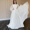 Muslim Ivory A-line Wedding Dresses Satin Draped 2023 New Design Pleat Full Brideing Gown Floor Length O-Neck robe de mariée 2