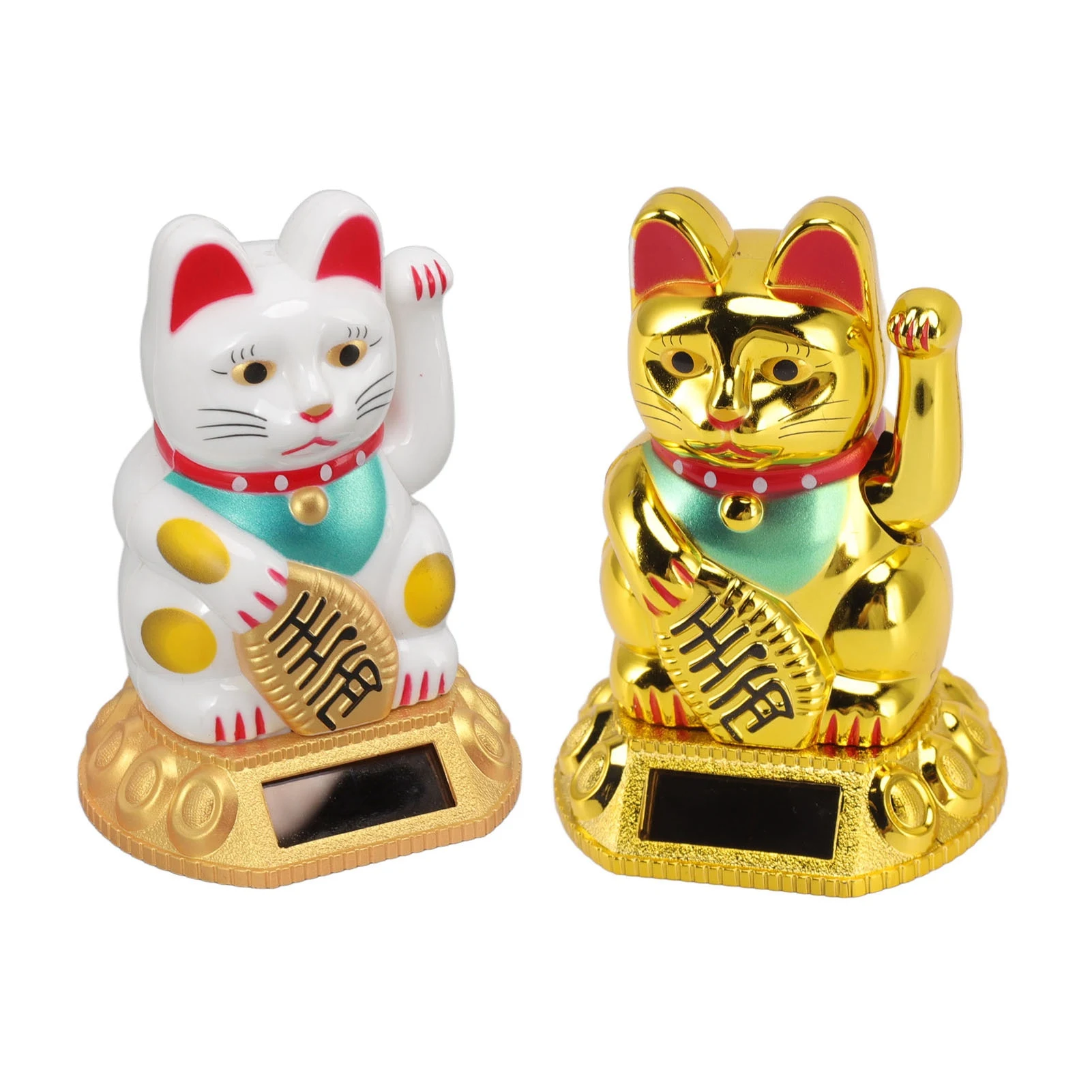 Chinese Lucky Cat Decoration Waving Arm Solar Light Statue