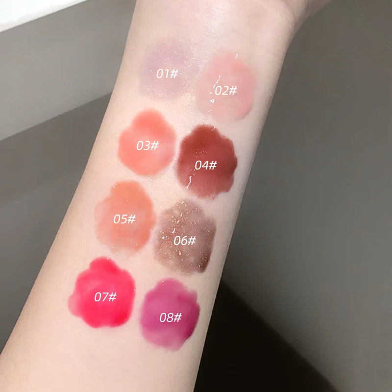 Gege Bear Glittering Mirror Lip Glaze Watery Shimmering Light Lip Gloss Makeup 8 Colors Hydrating Moisturizing Long Lasting