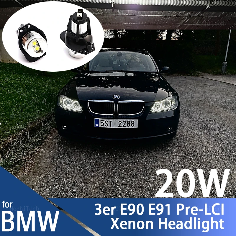 

12V 20W LED Headlights Angel Eye Halo Ring Lamp Bulbs for BMW E90 E91 2005-2008 Car Light Accessory White LED Headlight Bulbs