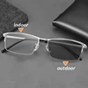 Vintage Business Half Frame Photochromic Myopia Glasses Metal Near Sight Eyeglasses Finished Minus Eyewear Diopter 0 To -6.0 3