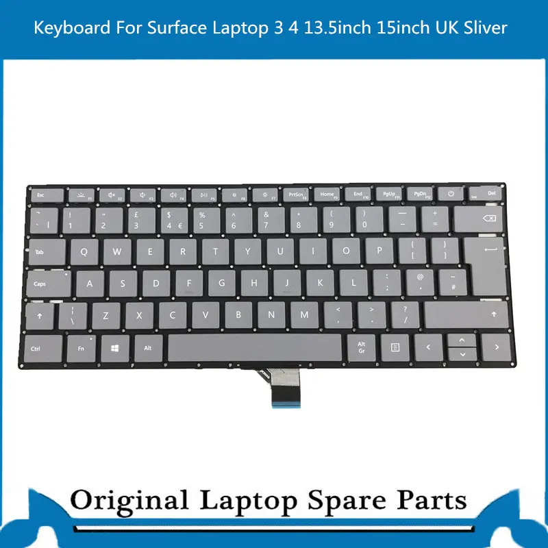 Teclado para Microsoft Surface Laptop Reino Unido Sliver Original 1872 1873 13.5 15