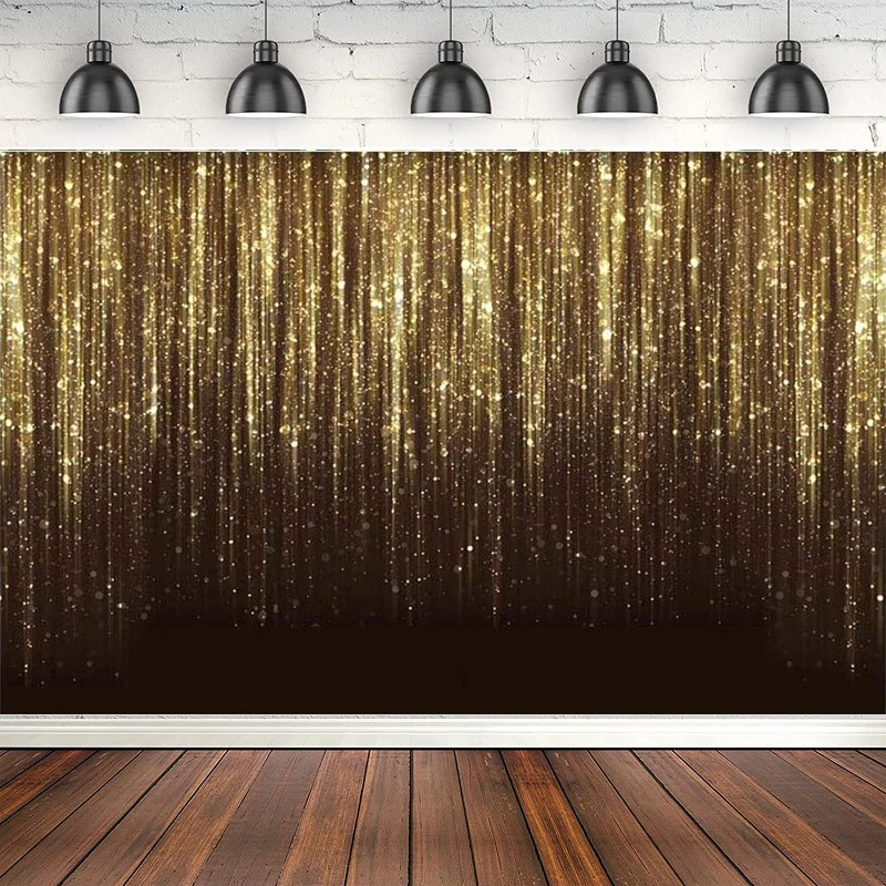 

Black Gold Glitter Photography Backdrop Golden Spots Bokeh Sequin Birthday Wedding Party Decorations Supplies Banner Background