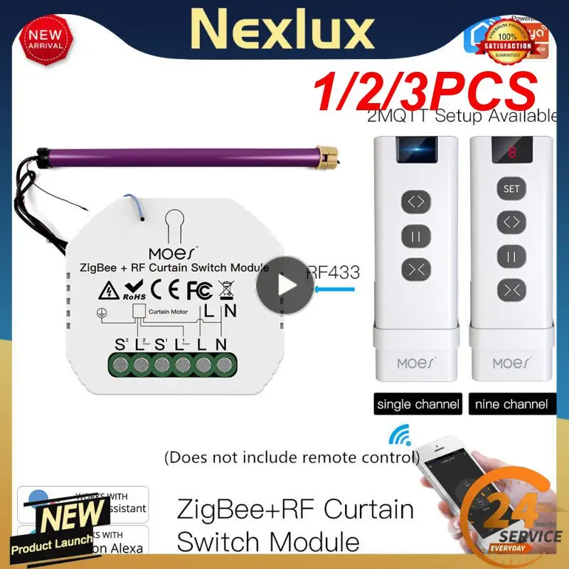 

Модуль переключателя ZigBee Smart RF433 для моторизованных роликовых жалюзи, модуль переключателя для двигателя 2MQTT Smart Life APP Alexa, 1/2/3 шт.