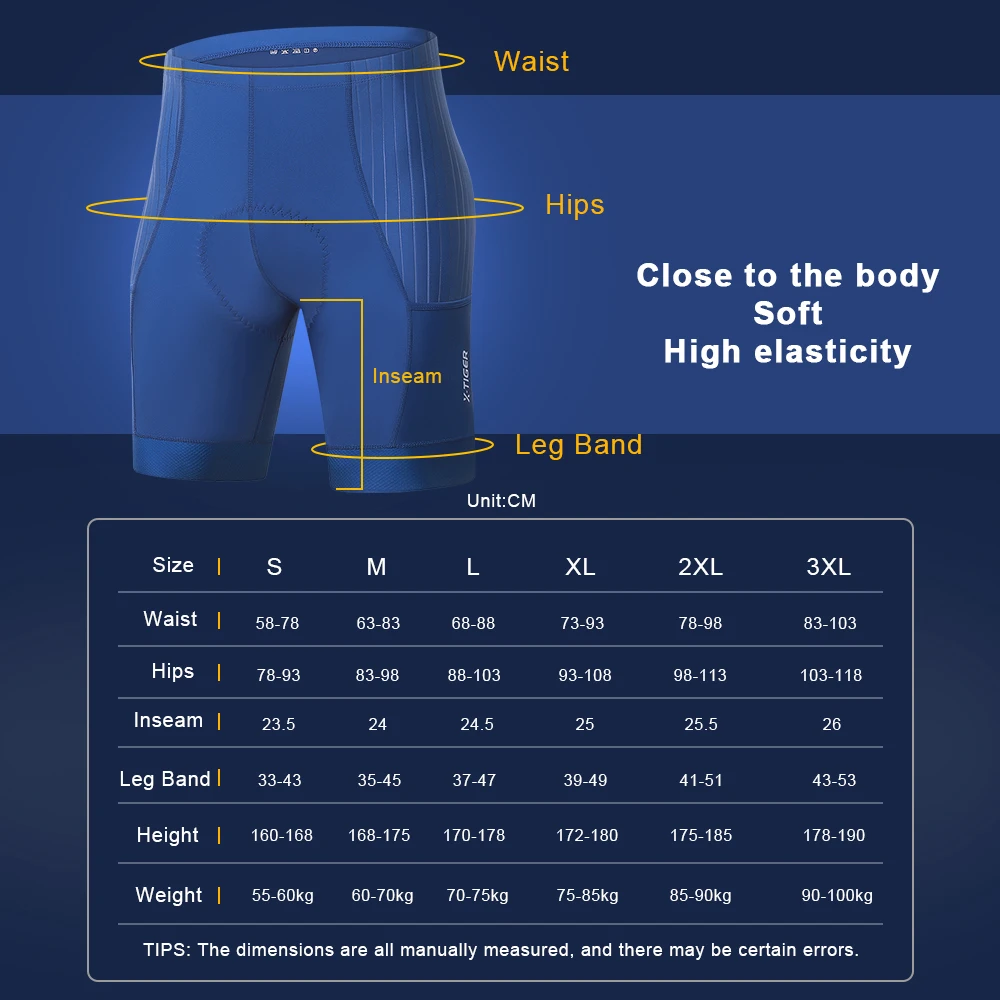 X-TIGER Pro Cycling Shorts MTB Road Men Bike Short Men's Sponge Cushion Blue Lycra Summer Clothing Long Distance Shorts Riding cycling shorts