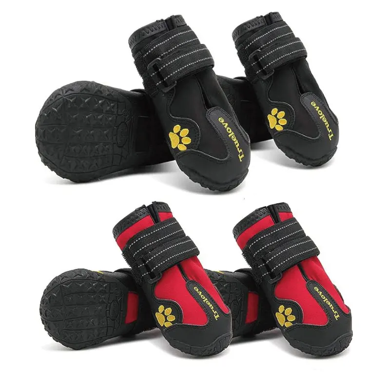 Truelove Pet Boots Waterproof Durable Dog Shoes with Reflective Straps for Small Medium Large