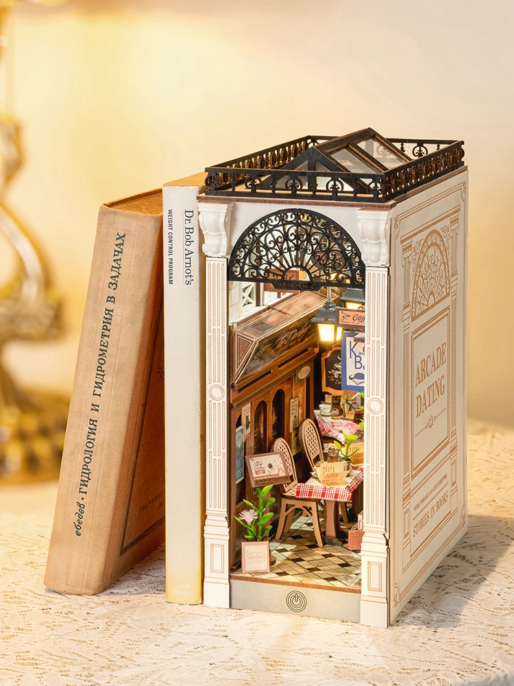 Robotime Book Nook Kits Arcade Dating Booknook DIY Miniature Dolls