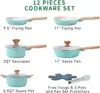 12-Piece Kitchenware Pots and Pans Set Granite Coating,Includes Frying Pans,Deep Frying pans 2