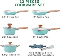 12-Piece Kitchenware Pots and Pans Set Granite Coating,Includes Frying Pans,Deep Frying pans 2