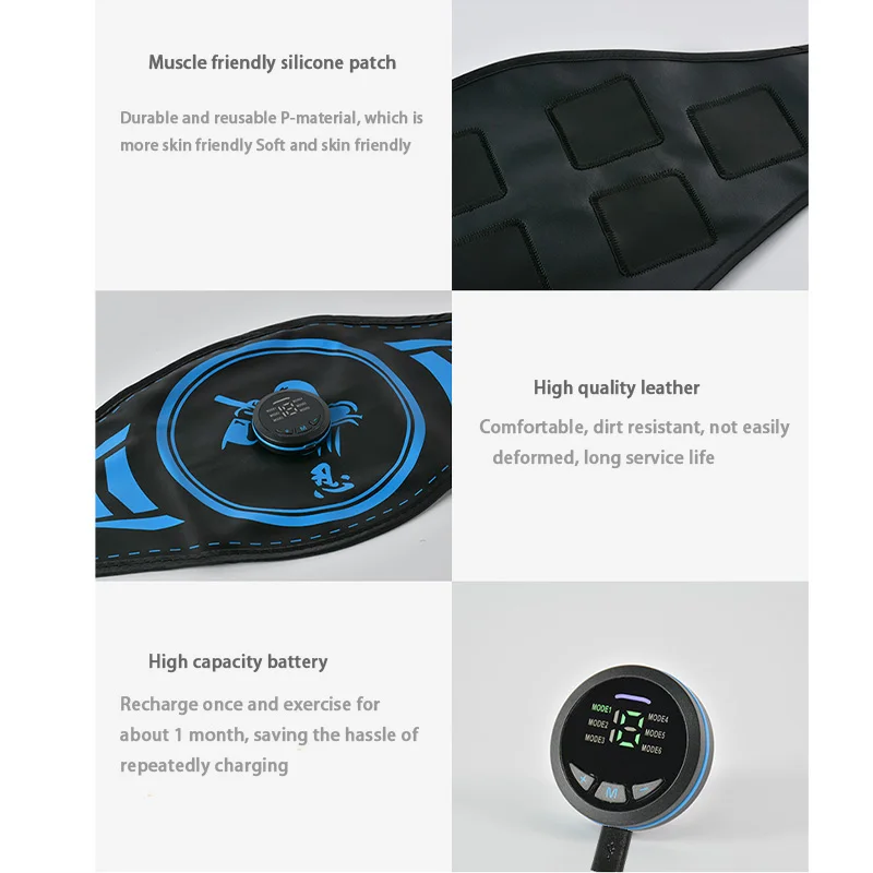 EMS Electrical Muscle Stimulation Electric Muscle Toner Abdominal Toning Belt Portable Fitness Ab Trainer Body Shaping Workout