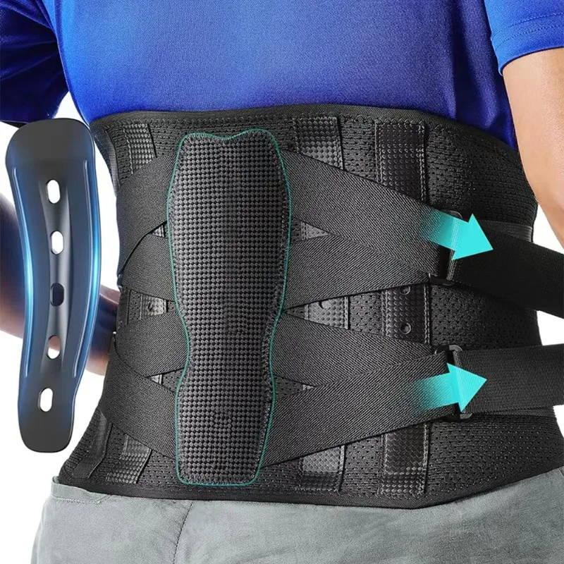 Ceinture de soutien lombaire pour les maux de bas du dos, attelle de soutien de taille respirante avec support en fibre de carbone pour la maison et le levage au travail 1