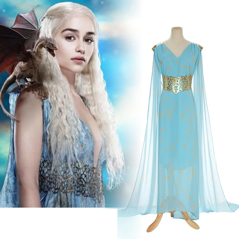 Tv&Movie Role Play Fancy Long Dress for Male Party Carnival or Masquerade  Dress Up Wear Women Daenerys Cosplay Halloween Costume