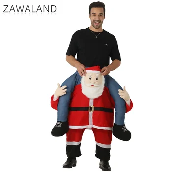 Zawaland Costume da Babbo Natale Piggyback Divertenti vestiti di Natale Abbigliamento da travestimento Vestito da festa per adulti Vestito da spettacolo per le vacanze Regali di Natale