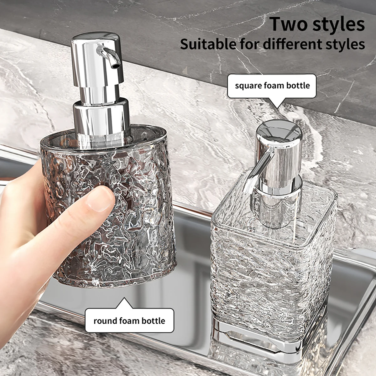 Square/Round Liquid Soap Dispenser Plastic Push Bottle Leak-proof Design Kitchen Bathroom General Purpose