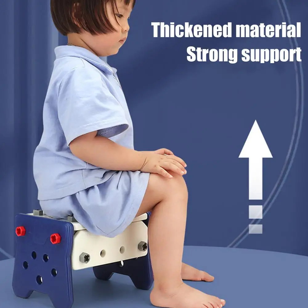 Children Pretend Play Repair Tools Play Game 2 In 1 DIY Toolbox Chair Toy Plastic Construction Screw Tools Toys for Boys Gifts 5