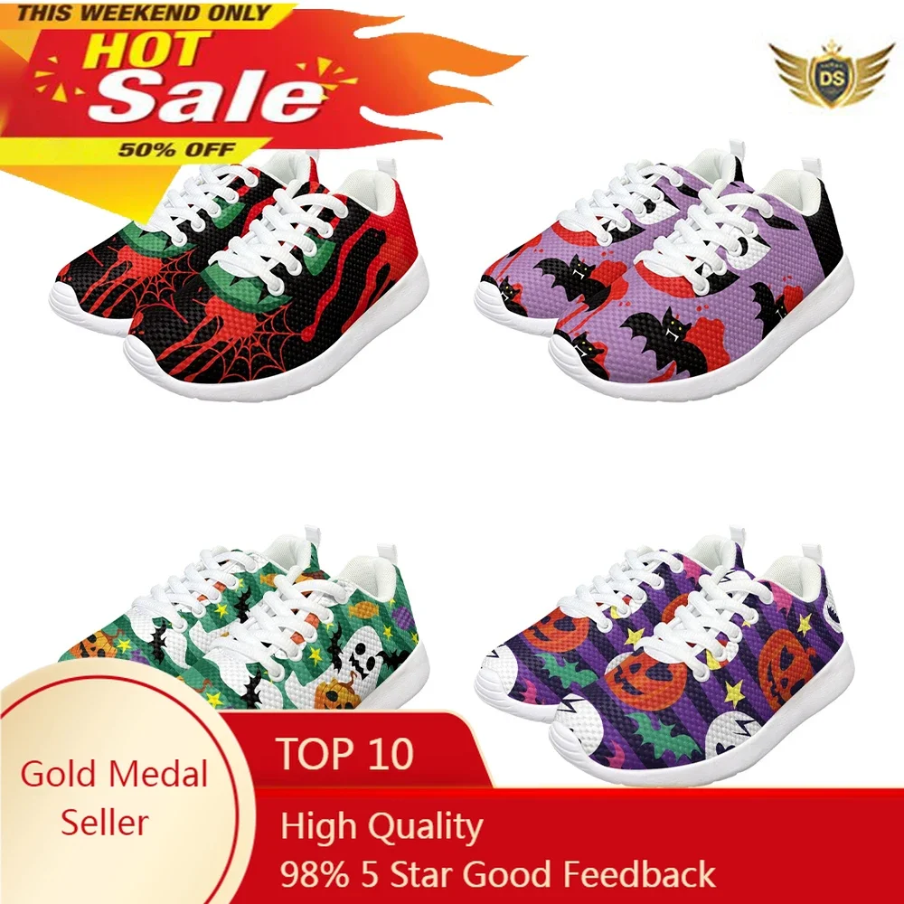 Pumpkin Bat Ghost Printing Children Sneakers Zapatillas Informales Knitting Gym Dirt Resistant Halloween Gifts For Kids Shoes