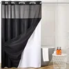 Extra Long Waffle Weave No Hook Shower Curtain 96 Inch Length with Snap in Fabric Liner Set,Heavy Duty Bathroom Curtains 1