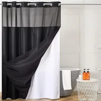Extra Long Waffle Weave No Hook Shower Curtain 96 Inch Length with Snap in Fabric Liner Set,Heavy Duty Bathroom Curtains 1