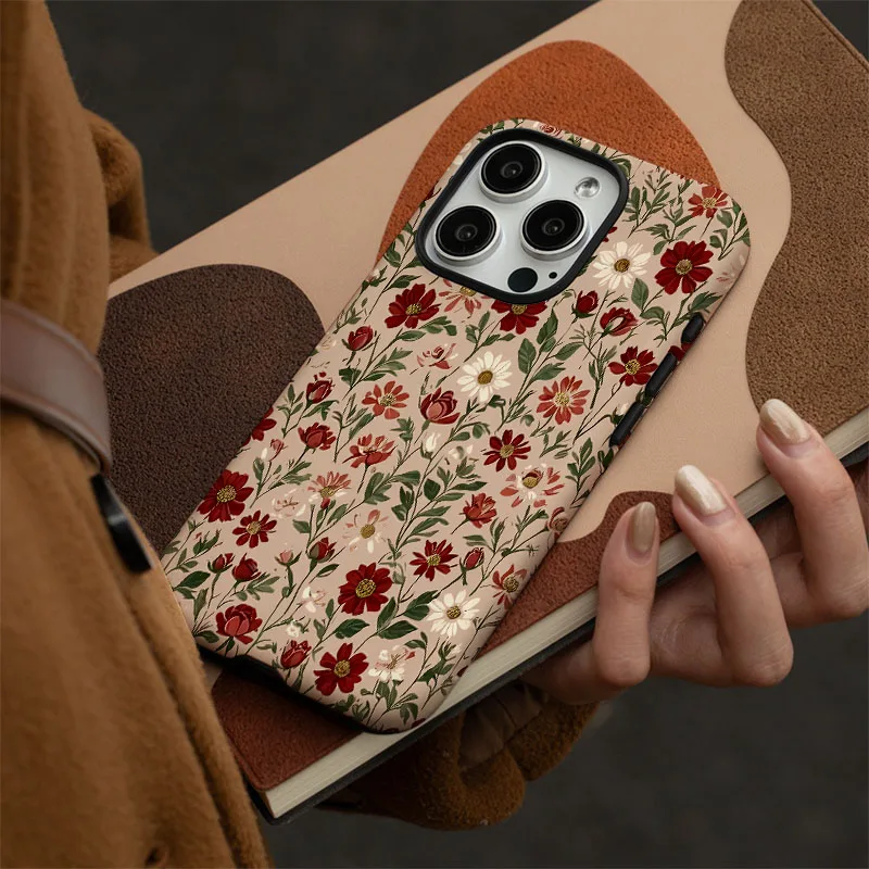 Vintage Flower 2-in-1 Shockproof Phone Case and Screen Protector