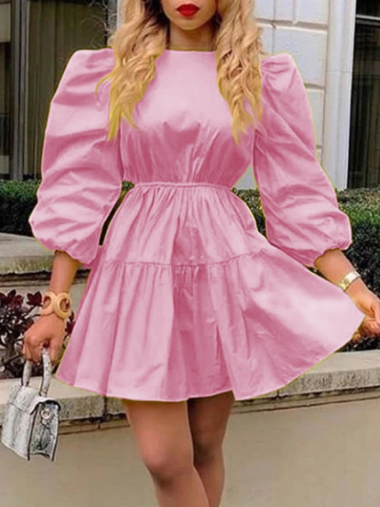 Women Pink Dress Summer Elegant Fashion 