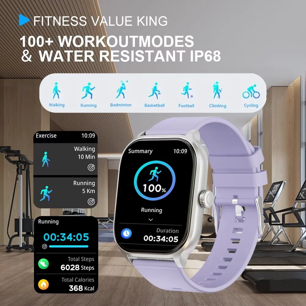 LAXASFIT Smartwatch met gezondheidsmonitoring, Bluetooth-bellen, IP68 waterbestendigheid en hartslagmeting gedurende de hele dag, voor mannen._voghion.com