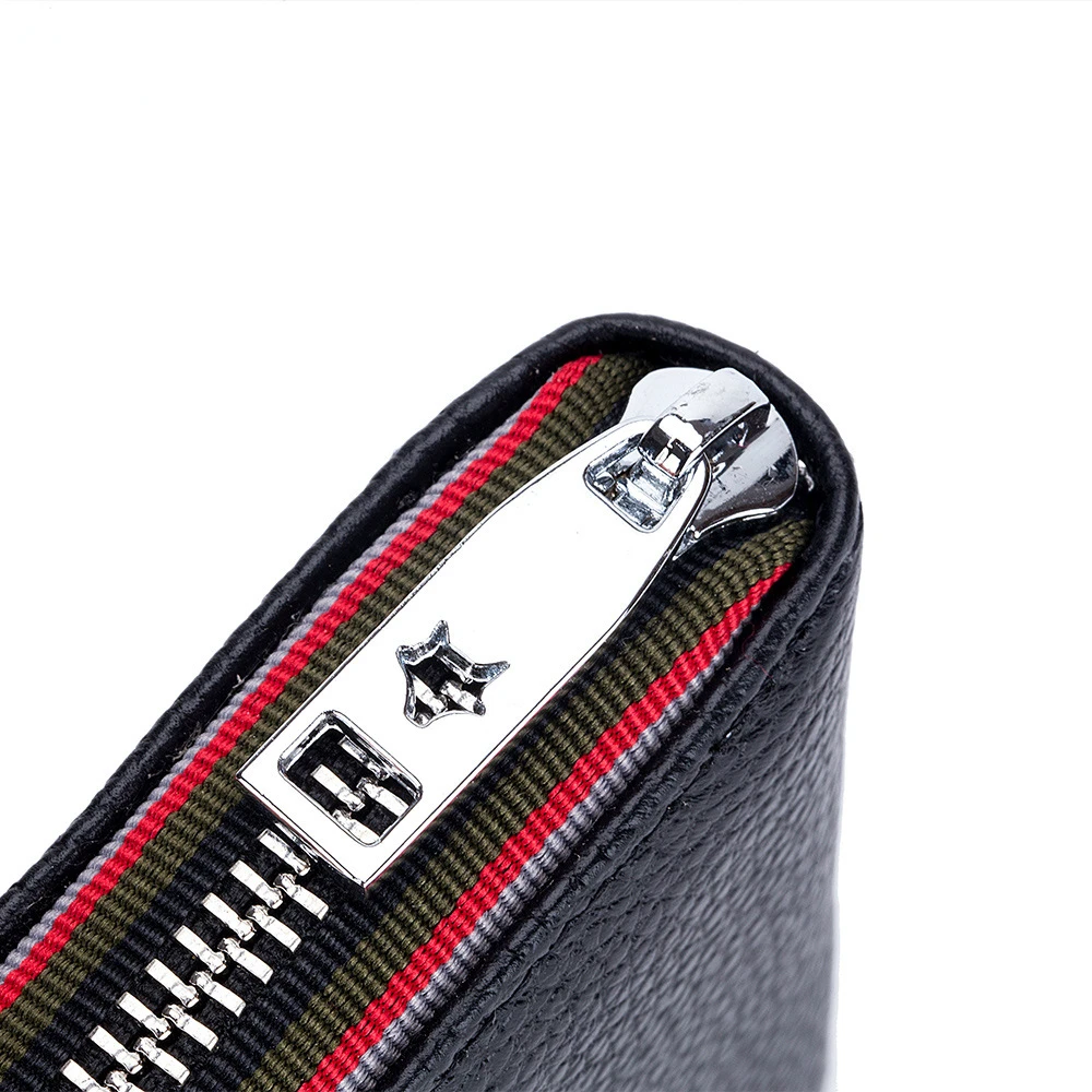 Practical Card Bag RFID Cowhide Card Holder Zipper Coin Purse