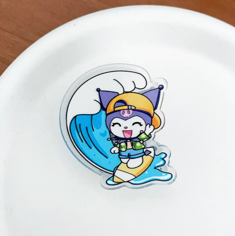 10pcs Kawaii Kitty Kuromi 멜로디 아크릴 롱 테일 오픈 클립 학생 시험지 정보 주최자 사무실 문구 선물