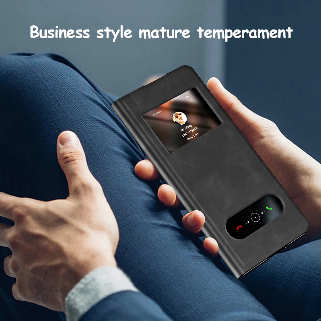 Luxury Phone Case For Samsung Galaxy Z Fold 5 Fold4 Fold3 Fold2 5G Slim Premium PU leather Business Style Case Cover