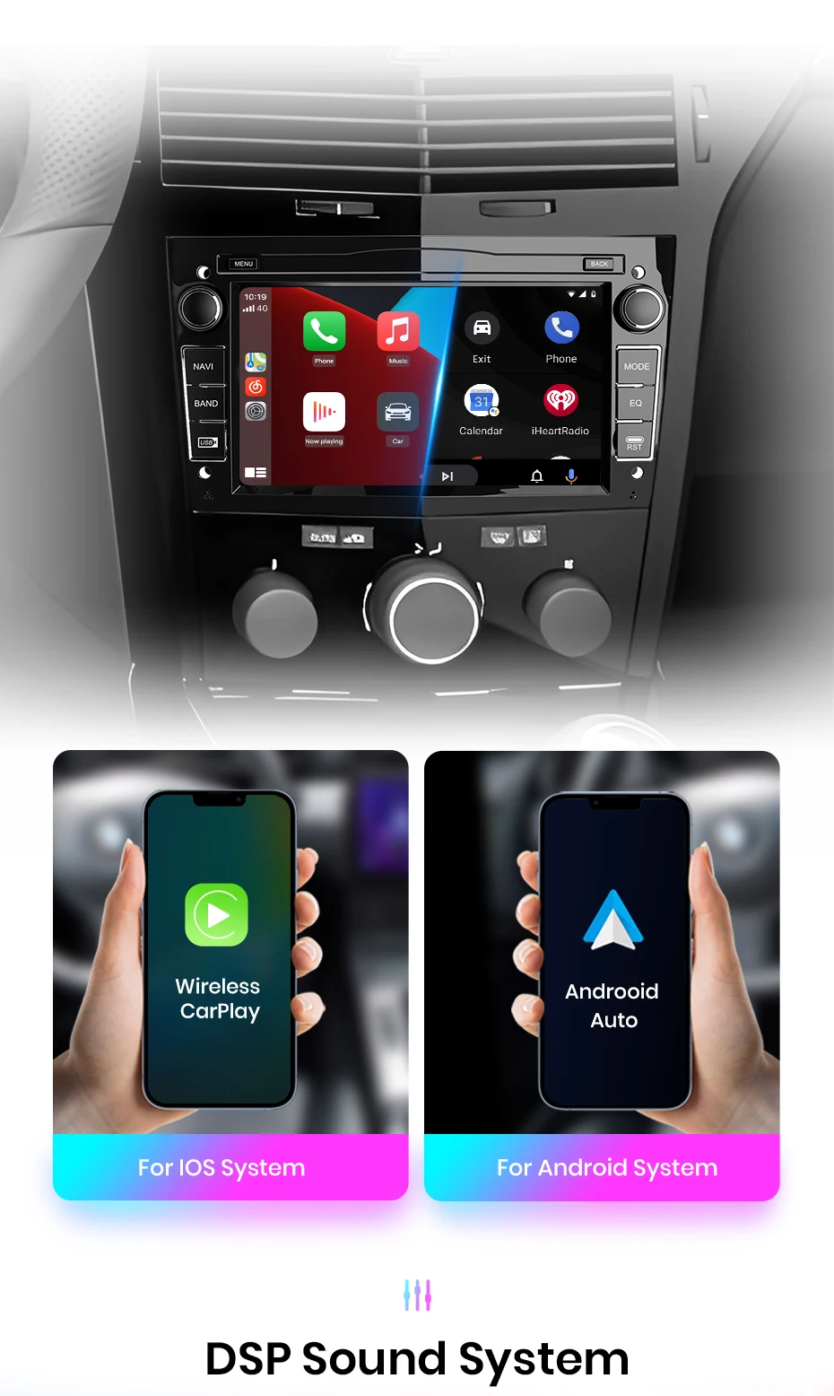 Junsun 7 Zoll Universal Autoradio für Opel Astra H J Vectra Vauxhall Antara Zafira Corsa C D Vivaro Meriva CarPlay Android Auto Multimedia Typ-C Optionaler Kühlventilator GPS SWC BT FM RDS DSP IPS Bildschirm Auto Intelligente Systeme KI-Sprachsteuerung 4G WiFi 8-Kern – Detail 10