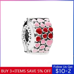 Real 925 Sterling Silver Red Love Safety Buckle Beads Charms Fit Original 3mm Bracelets Bangle For Women Jewelry Diy Gift Making