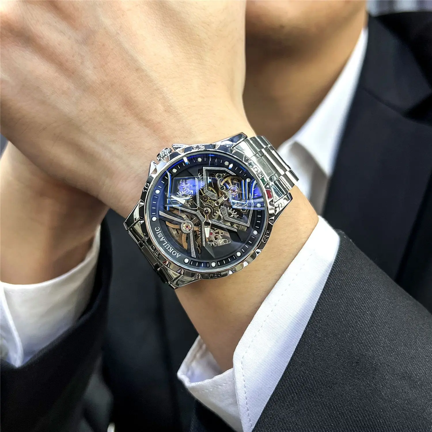 AOKULASIC Men New Mechanical Wristwatch Fashion Luxury Automatic Business Waterproof Sport Watches Male Casual Luminous Watch