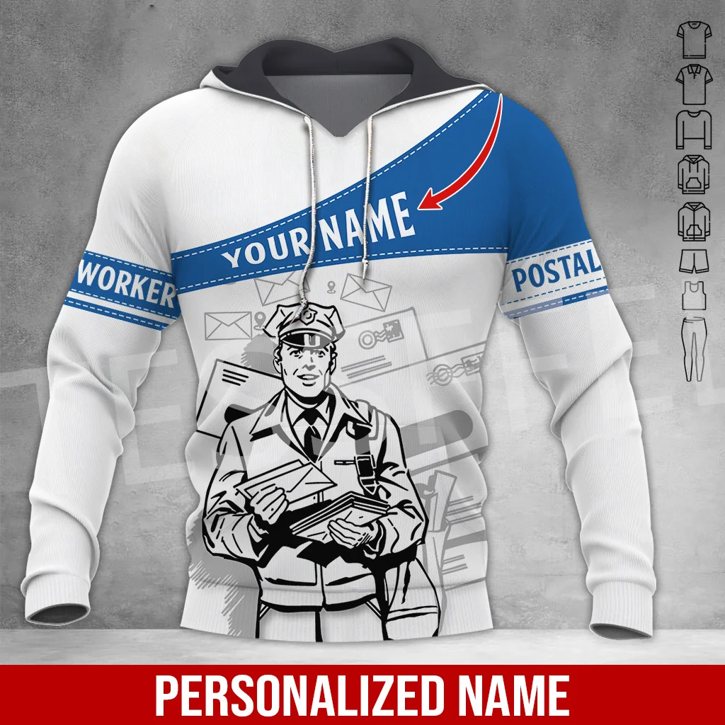 NewFashion Custom Name Cosplay Postal Worker Retro Tracksuit Streetwear 3DPrint Harajuku Casual Pullover Funny Jacket Hoodies 21