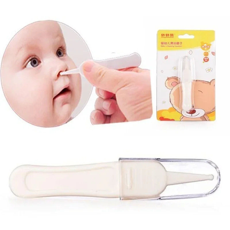 Baby Nasal Tweezers Nasal Cleaning Tweezers Round Baby Nasal Cleaning  Tweezers For Toddlers Ears Nose Navel Popular And Useful(6pcs, White) -z