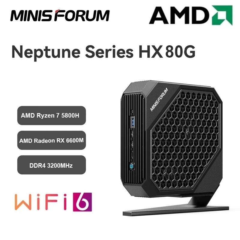 

MinisForum HX80G Mini PC Gamer AMD Ryzen 7 5800H Radeon RX 6600M 8G Windows 11 Max 64G DDR4 2T PCIE SSD Desktop Gaming Computer