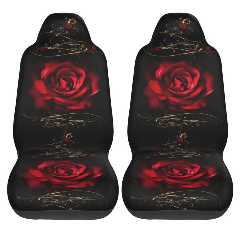 

Red Rose Car Front Seat Covers 2pcs for Adults Durable Auto Stretch Seat Cover Non Slip Car Seat Cover Decor
