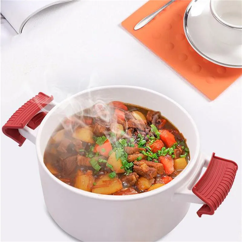 Silicone Anti-Scald Pot Handle Cover Non-Slip Pot Ear Clip Sleeves For Frying Cast Iron Skillet Ear Sleeve Kitchen Tool silicone pan handle cover