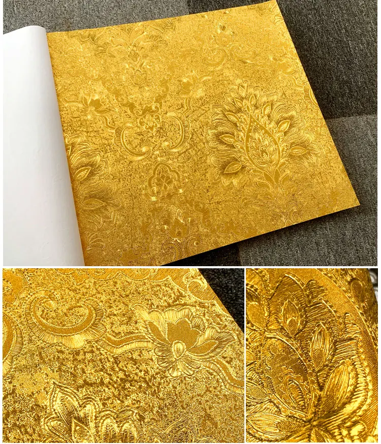 TV Background Gold Foil Wallpaper American Luxury Damascus Floral Blue Red Black Golden Wallpaper Roll 51 Sed2b8ccc38b848d682acbcc99df40d58V